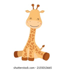 Cute cartoon giraffe clipart. Vector illustration of a cute animal. Cute little illustration of giraffe for kids, baby book, fairy tales, covers, baby shower invitation, textile t-shirt.