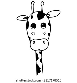 Cute Cartoon Giraffe Gesicht, Vektorsymbol
