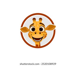 Cute Cartoon Giraffe Face Vector Illustration for Children's Books and Educational Materials