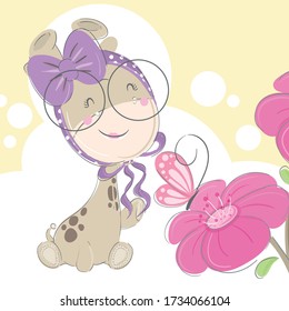 Cute cartoon giraffe illustration for kids