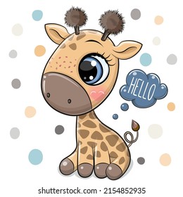 Cute caricatura Giraffe sobre el fondo