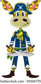 Cute Cartoon Giraffe Pirate Captain