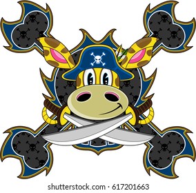 Cute Cartoon Giraffe Pirate Captain