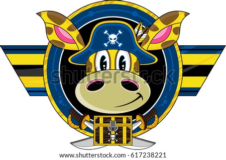 Cute Cartoon Giraffe Pirate Captain