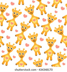 Cute cartoon giraffe seamless texture. Vector illustration