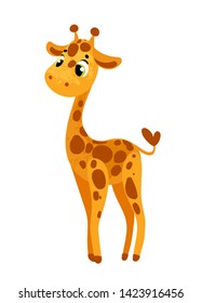 Cute cartoon giraffe. Vector illustration in children's style, for children's books, posters, stickers or room decor