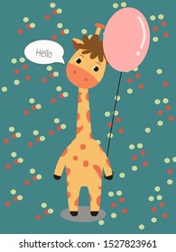 Cute cartoon giraffe. Vector illustration in children's style, for children's books, posters, stickers or room decor