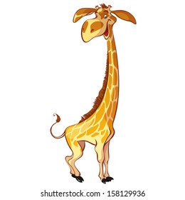 Cute cartoon giraffe. Vector illustration on white background.