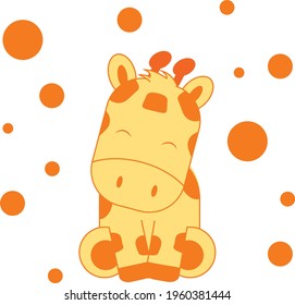Cute cartoon giraffe vector illustration.