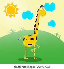 Cute cartoon giraffe. Vector illustration