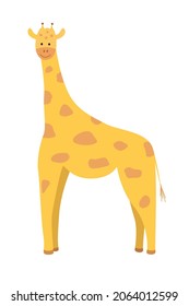 Cute Cartoon Giraffe. Vektorgrafik eines afrikanischen Tieres einzeln auf Weiß