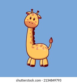 Cute cartoon giraffe in vector illustration. Animal isolated vector. Flat cartoon style