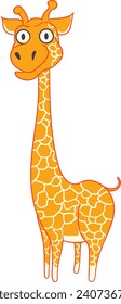 Cute Cartoon-Giraffe, Vektorgrafik einzeln auf weißem Hintergrund