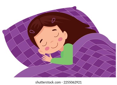 Cute Cartoon Girl in a bed