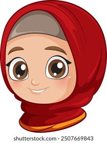 Cute cartoon girl with big brown eyes