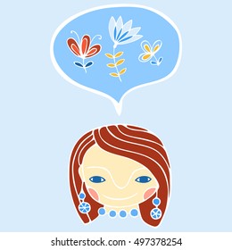 Cute cartoon girl. Colorful vector illustration.