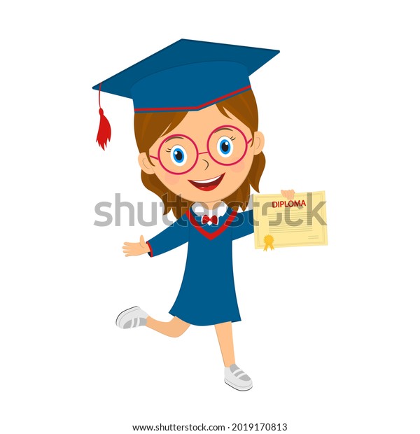 Cute Cartoon Girl Diploma Illustrationvector Stock Vector (Royalty Free ...