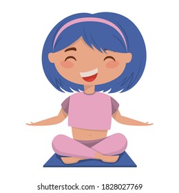 Cute Cartoon Girl Doing Yoga Exercises Stock Vector (Royalty Free ...