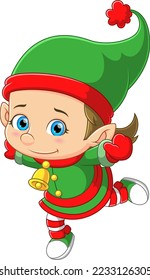 Cute cartoon girl elf running of illustration