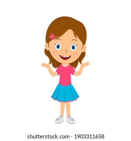 Cute Cartoon Girl Expresses Sorry,confuse,illustration,vector