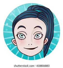 Cute cartoon girl face