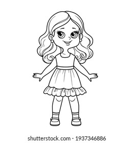 Cute Cartoon Girl Fancy Dress Outline Stock Vector (Royalty Free)  1937346886 | Shutterstock