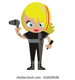 Cute cartoon girl hair master stylist