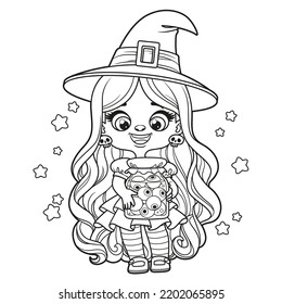 Cute Cartoon Girl Halloween Witch Dress Stock Vector (Royalty Free ...