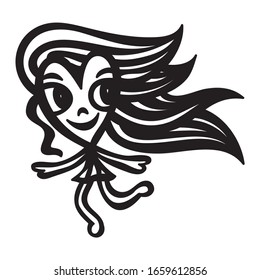 Cute cartoon girl heart. Vector illustration