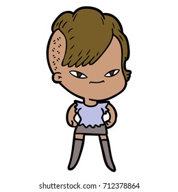 cute cartoon girl with hipster haircut