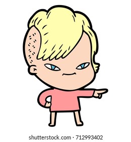 cute cartoon girl with hipster haircut