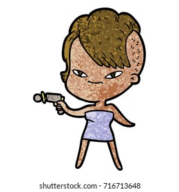 cute cartoon girl with hipster haircut