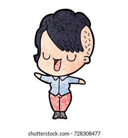 cute cartoon girl with hipster haircut