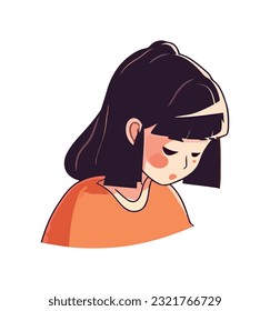 Cute cartoon girl isolated icon