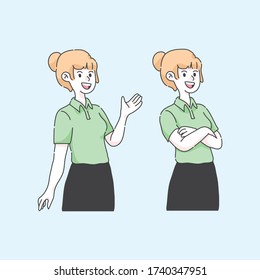 cute cartoon girl presentation character illustration