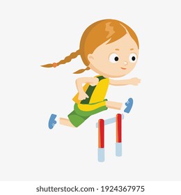 cute cartoon girl running in merathon