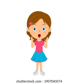 Cute Cartoon Girl Show Surprise,illustration,vector