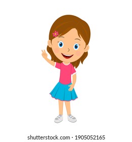 cute cartoon girl shows victory mark,illustratin,vector