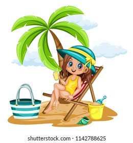 Girl Sitting On a Beach Chair Stock Vectors, Images & Vector Art ...