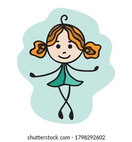 Cute cartoon girl. Vector illustration