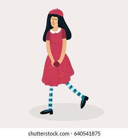 Cute cartoon girl. Vector illustration