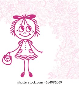 Cute cartoon girl. Vector illustration.