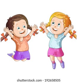 Cute Cartoon Girls Stock Vector (Royalty Free) 192630059 | Shutterstock