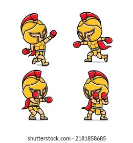 lindo gladiador de dibujos animados jugando al boxeo