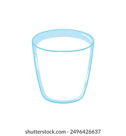 Cute cartoon glass of milk in flat icon vector illustration isolated on transparent background