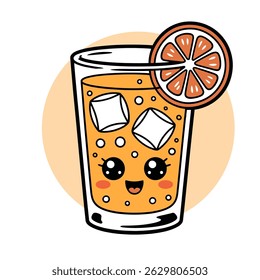 Cute Cartoon Glass of Orange Juice	