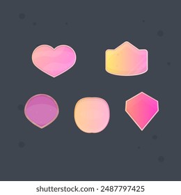 Lindo Pop Brillante De Dibujos Animados Arriba Ventanas Establecidas En Diferentes Formas Diseño De Vector Aislado
