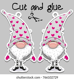 Cute Cartoon Gnome on a gray background for handmade decoration