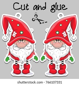 Cute Cartoon Gnome on a gray background for handmade decoration