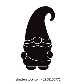 Cute Cartoon Gnome silhouette, vector illustration art.